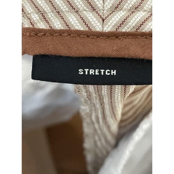 Talbots Capri Pants Womens 10P Petite Beige White Pinstripe Stretch Cotton - Picture 10 of 12